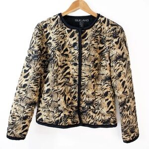 Quilted Silk Jacket | Abstract Animal Print | 100% Silk